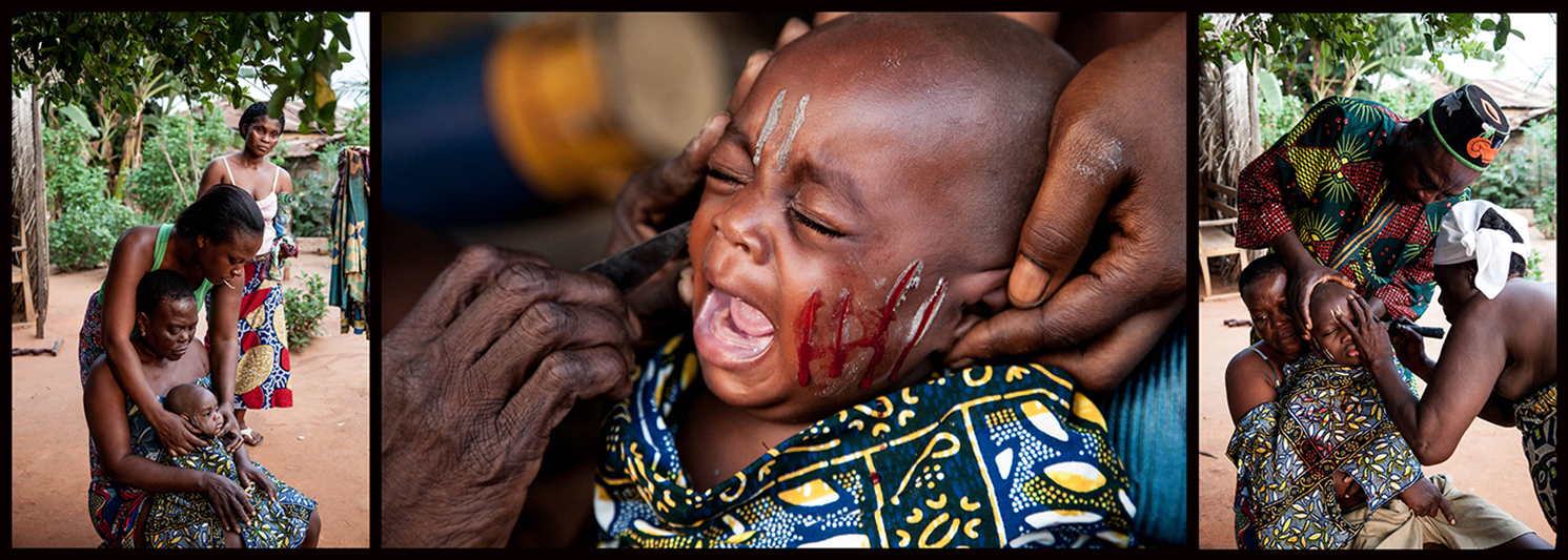Marina et Luc ( à droite) lors de la scarification rituelle. 